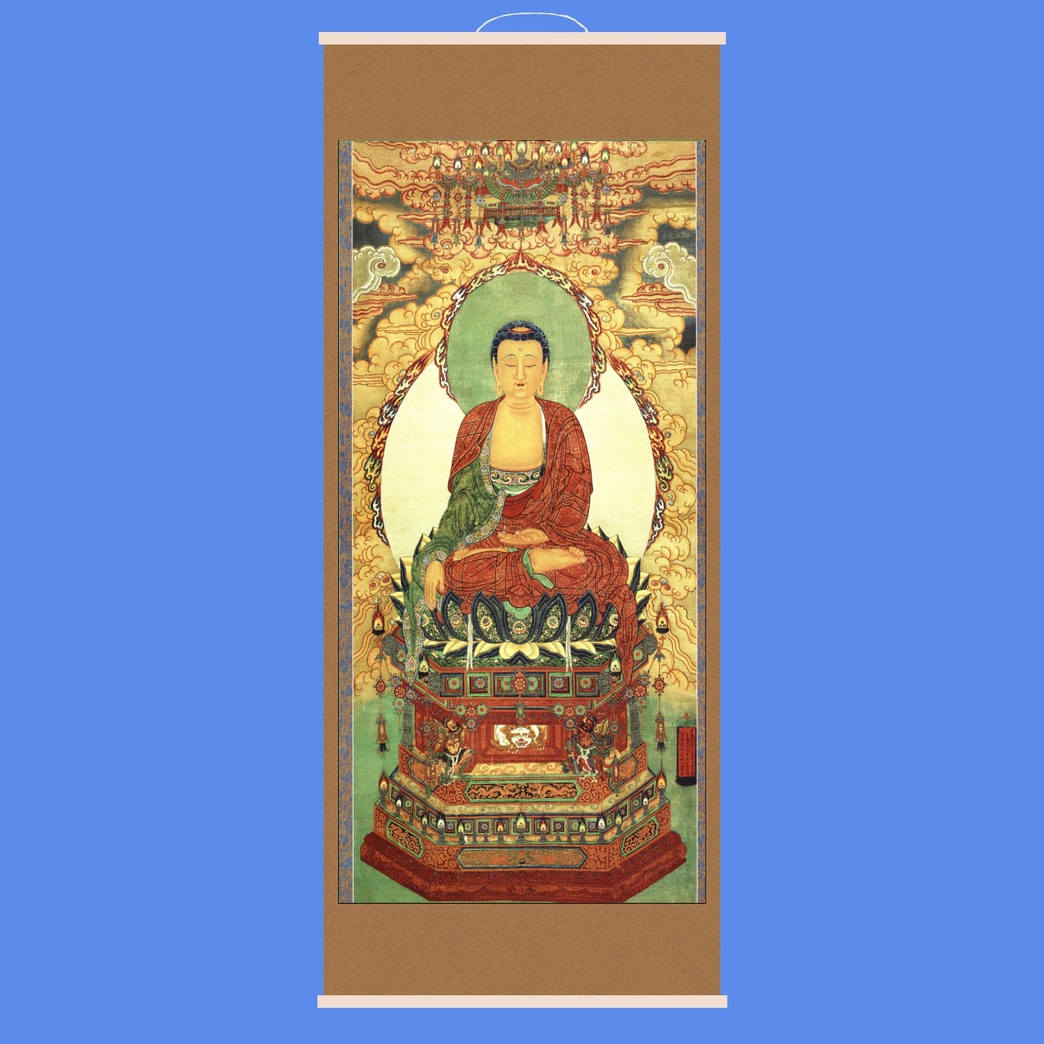 释迦牟尼佛像水陆画佛教专用供奉中式丝绢布装饰挂画