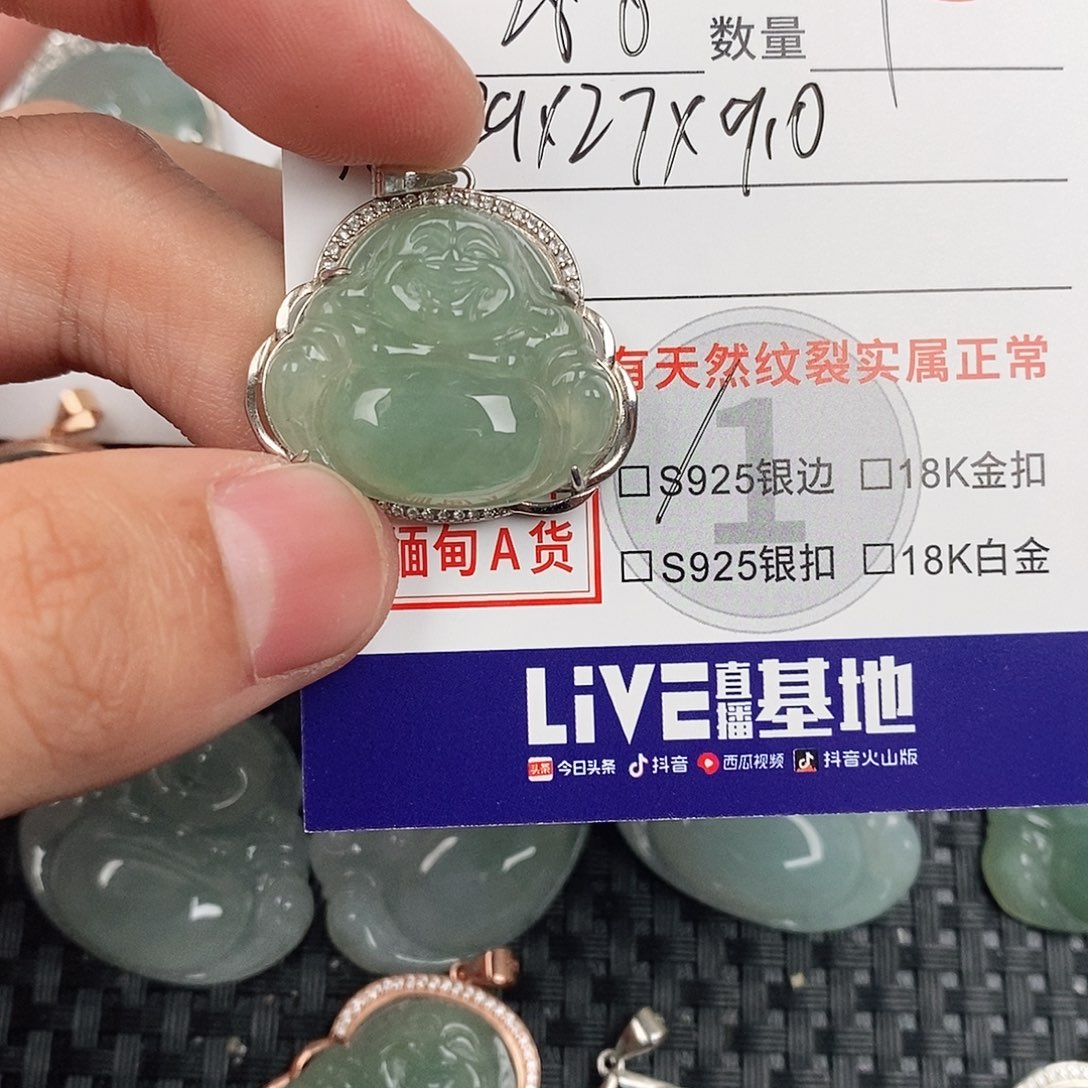 阿***蔓翡翠银S925镶嵌颈饰