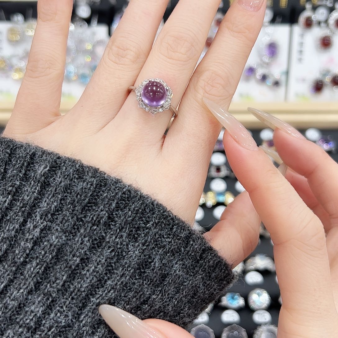 紫晶戒指银S925镶嵌戒指