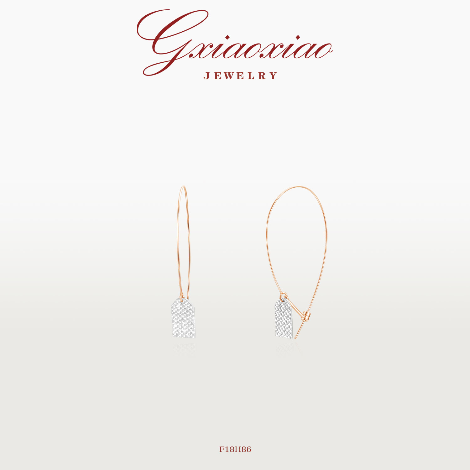 G XIAOXIAO 镀K金 时尚气质个性小众高级简约车花标签耳环 F18H86