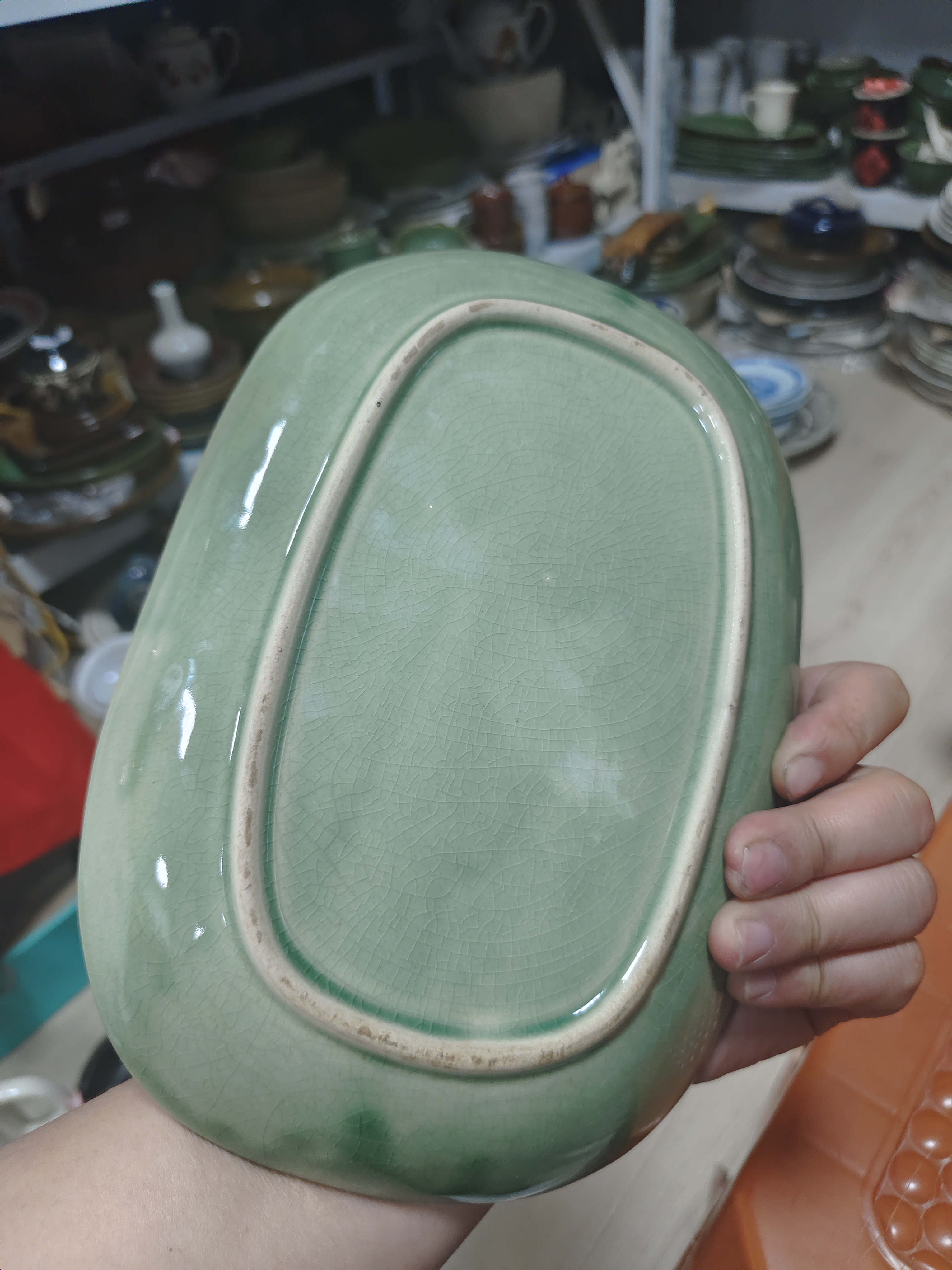 瓷片五厂树叶盘一块