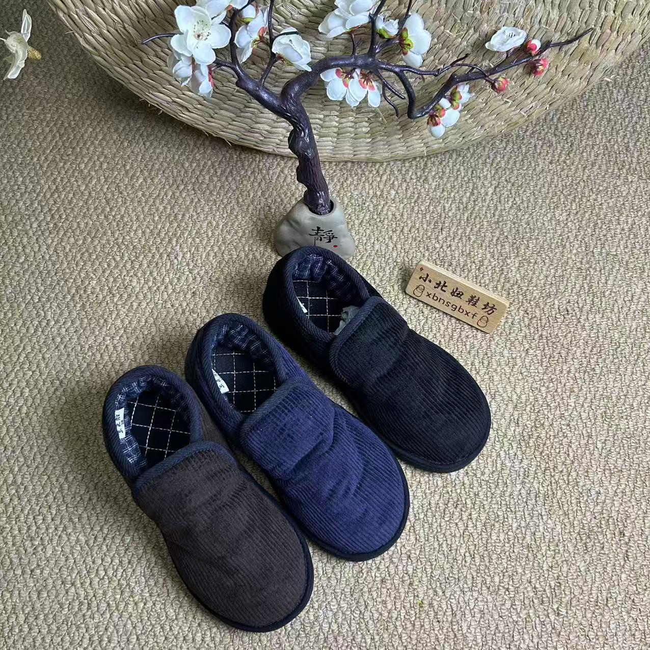 小北妞冬季新款素版灯芯绒面包鞋千层底透气软底女棉花鞋冬季棉鞋