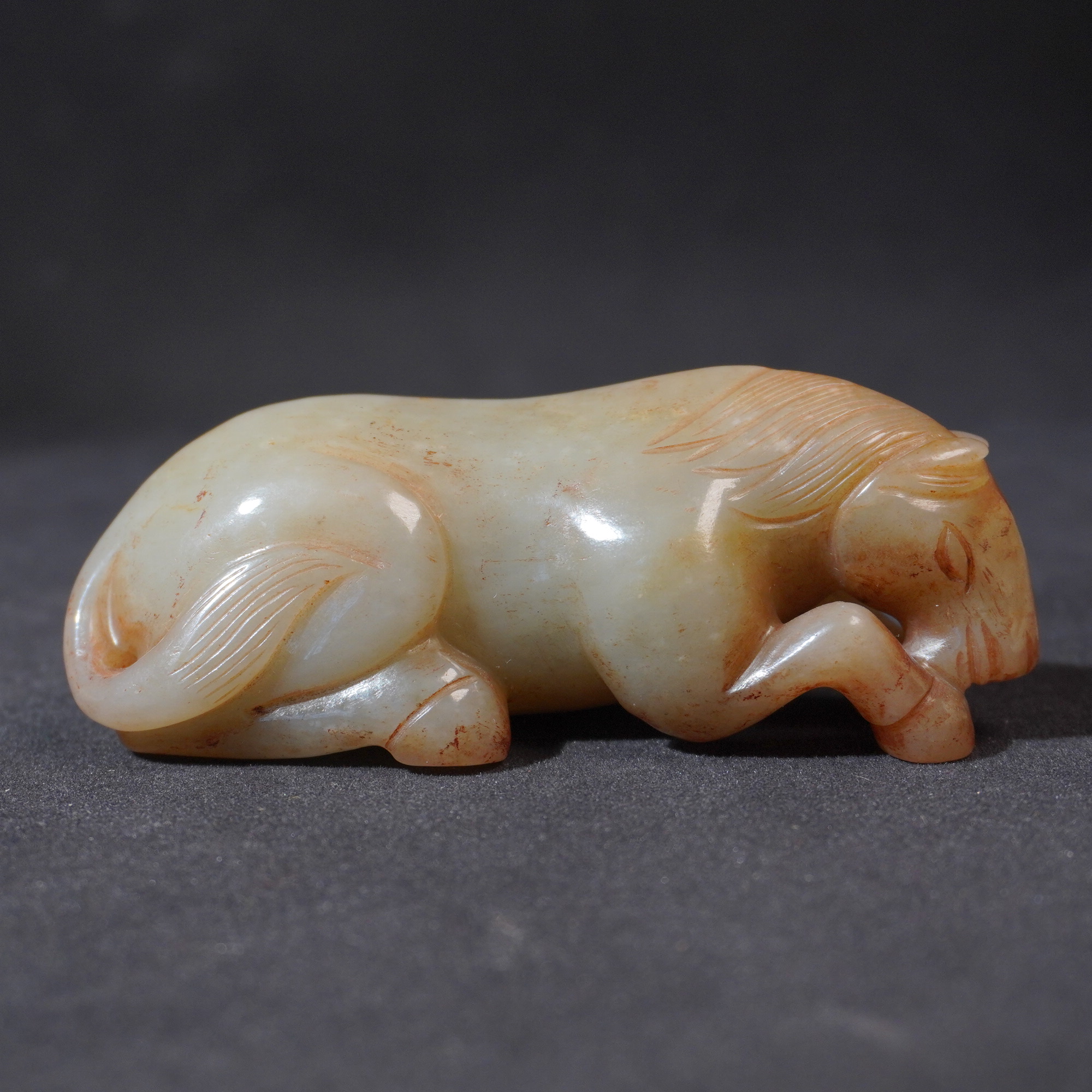 5NP10  清   和田玉玉马手把件