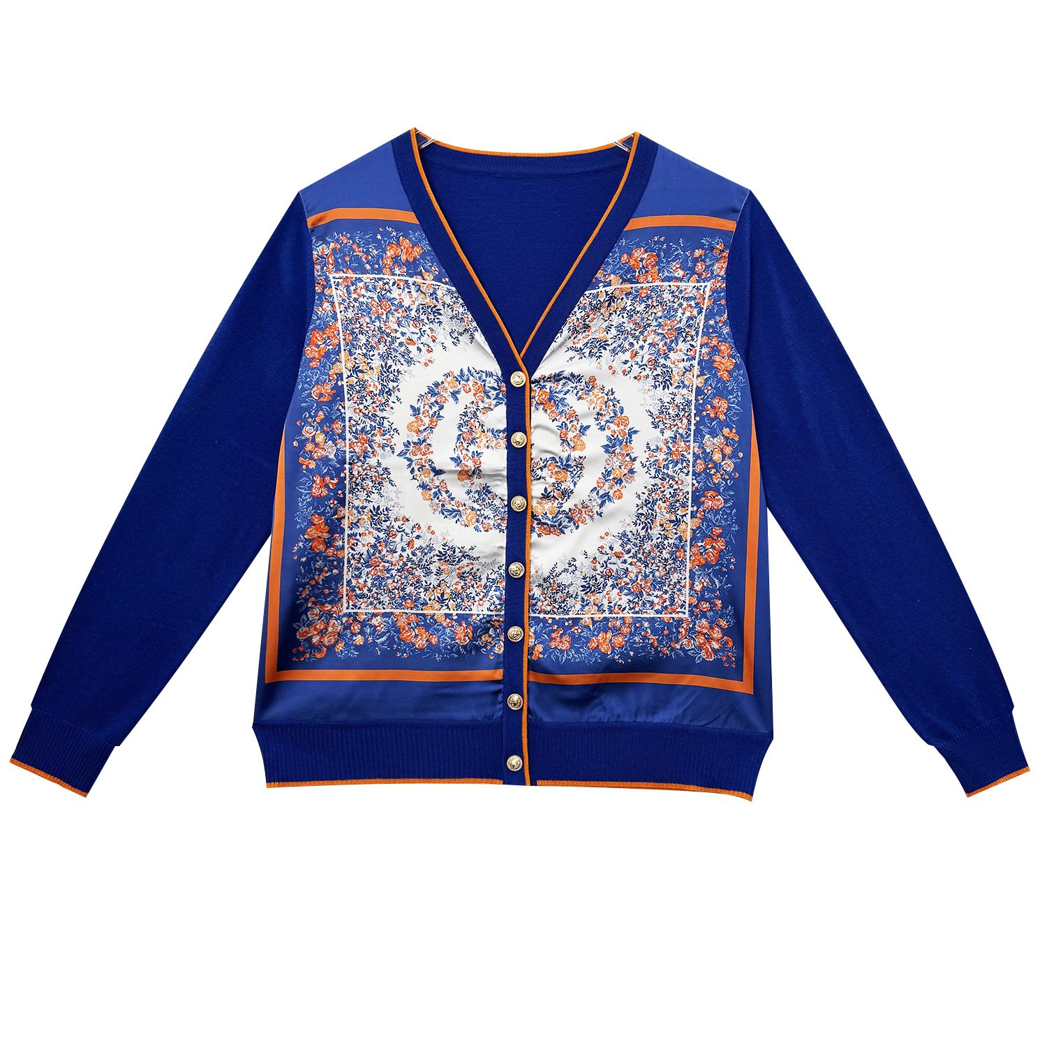 【太古奢品】“优雅花环“桑蚕丝上衣外套手工缝盘针织开衫大码秋冬