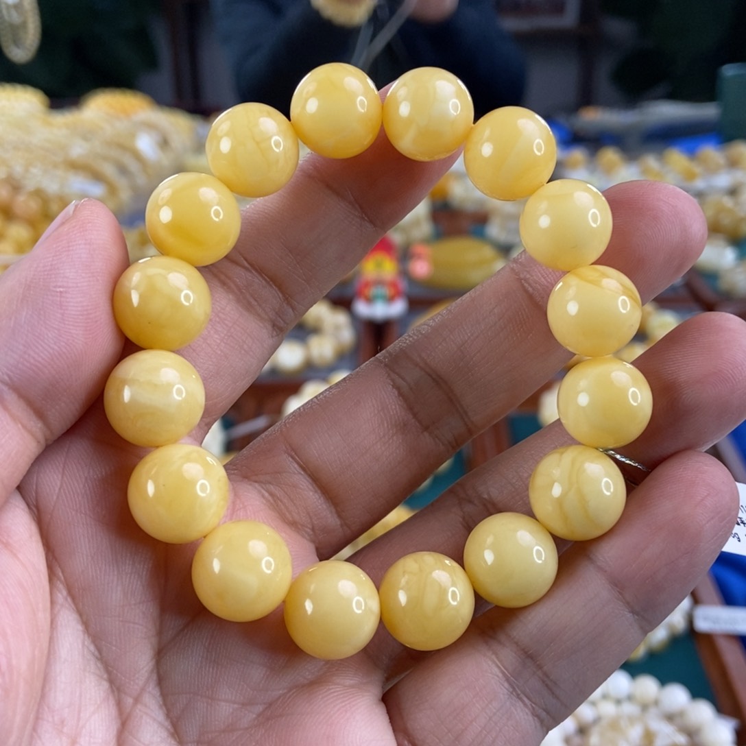 琥珀珠宝奇石未镶嵌13+浓蜡手串20.58