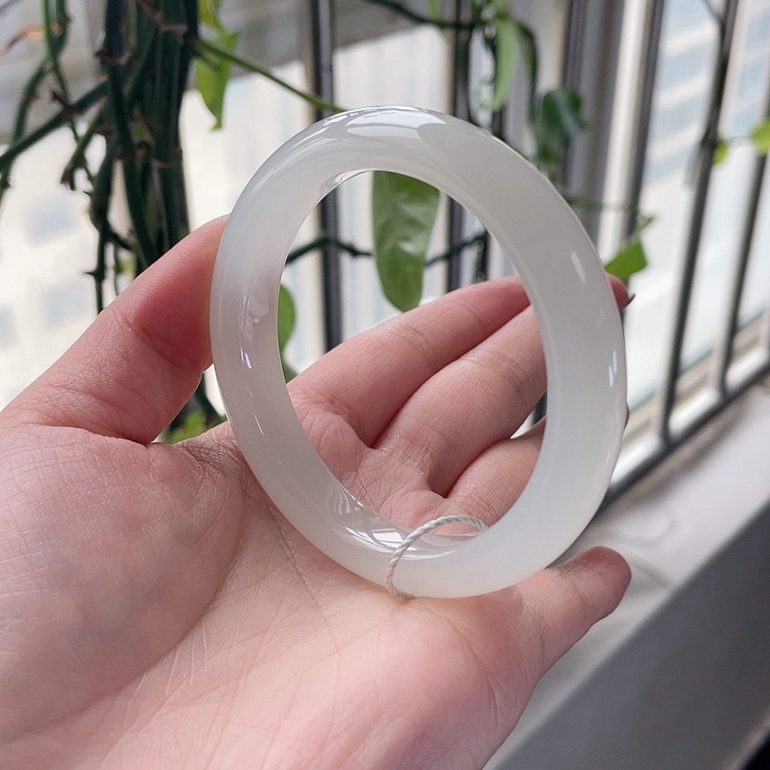 和田玉未镶嵌手镯冰底荔枝白 冰胶果冻底 主播推荐