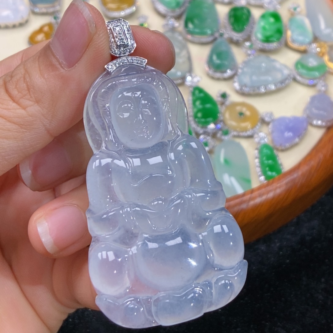 翡翠18K金镶嵌吊坠(赠链)