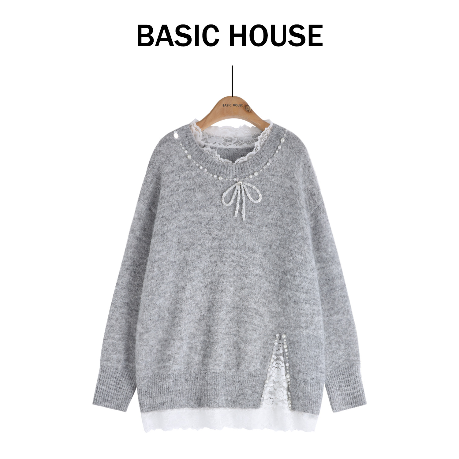 Basic House/百家好气质时尚轻奢针织毛衣B1385B579W2