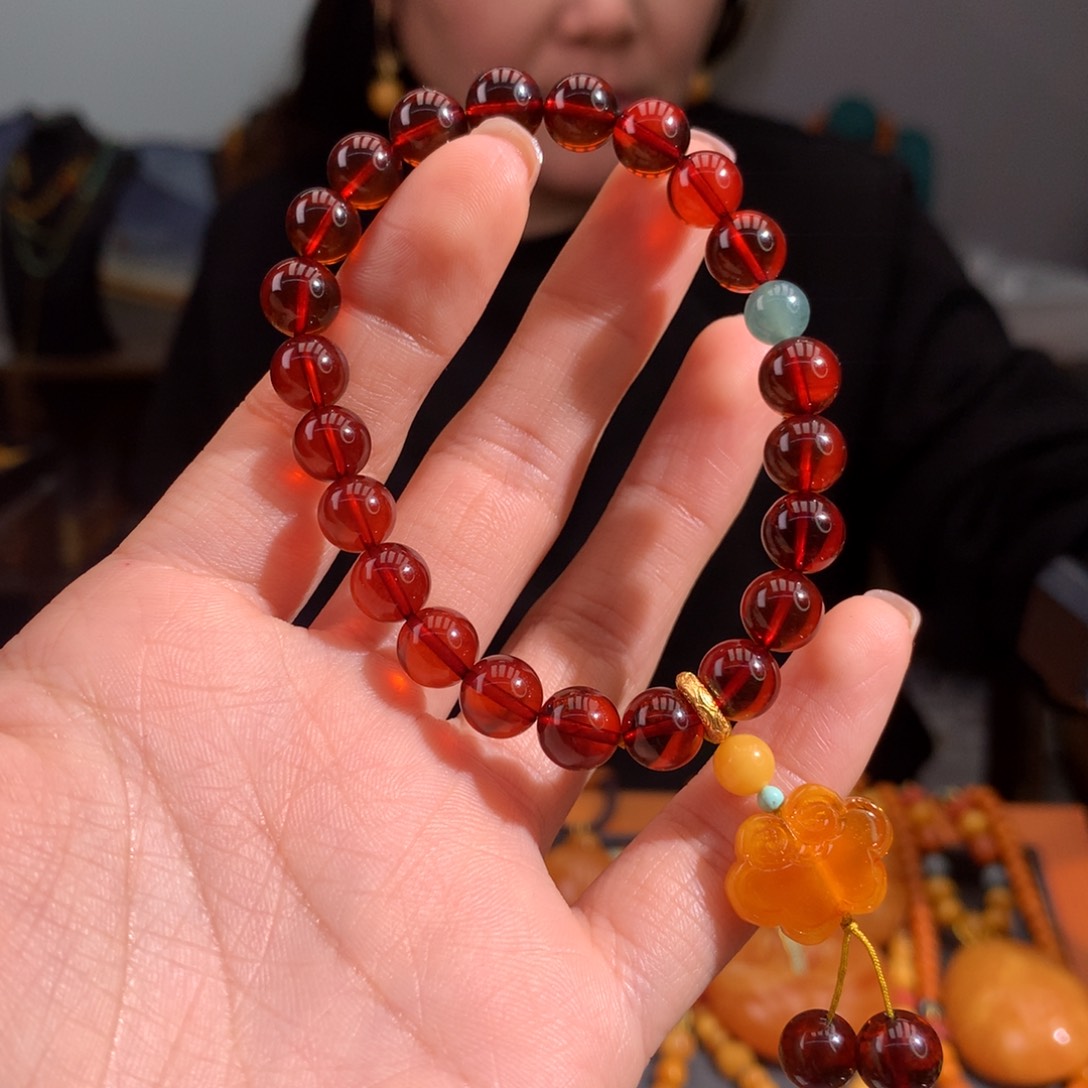 血珀手串未镶嵌天然