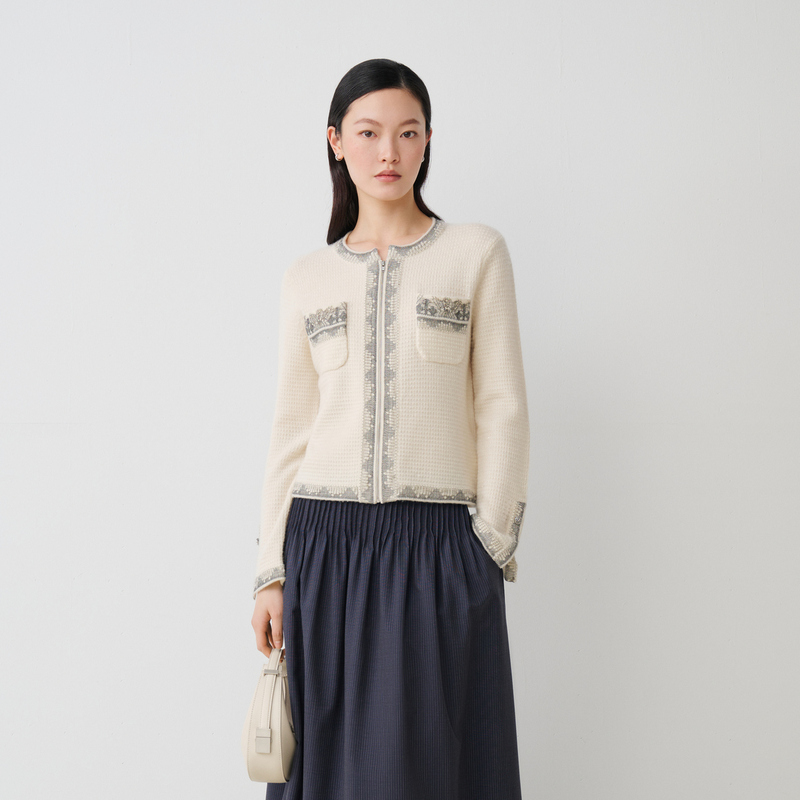 【商场同款】HPLY荷比俪秋新女小香风古典毛衫外套HYE34650217