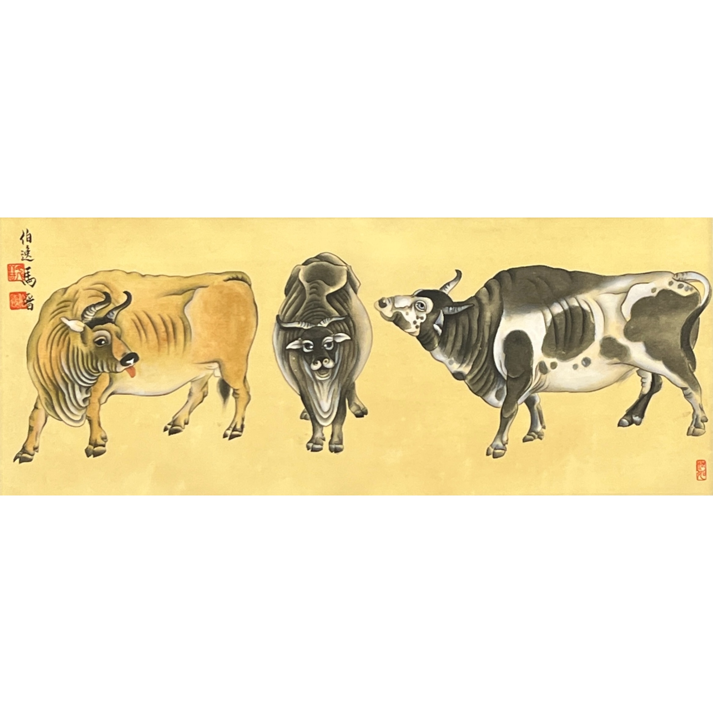 Lot 1688 马晋 《三牛图》 68cm*27cm