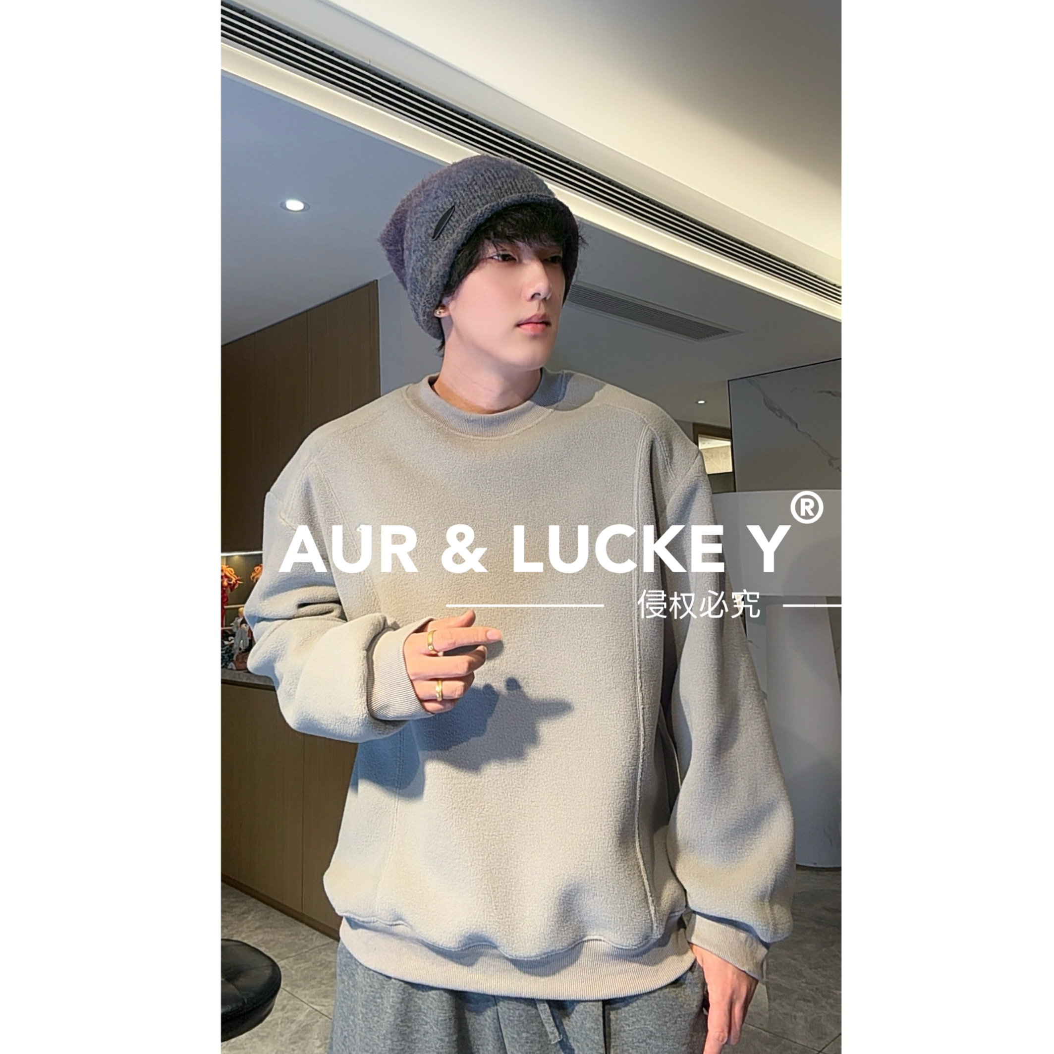 【慵懒加州】超暖和自发热肩部廓形摇粒绒卫衣！男女同款YLWY01