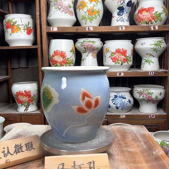 摆件圆口雕刻蓝蓝新款新款陶瓷陶瓷