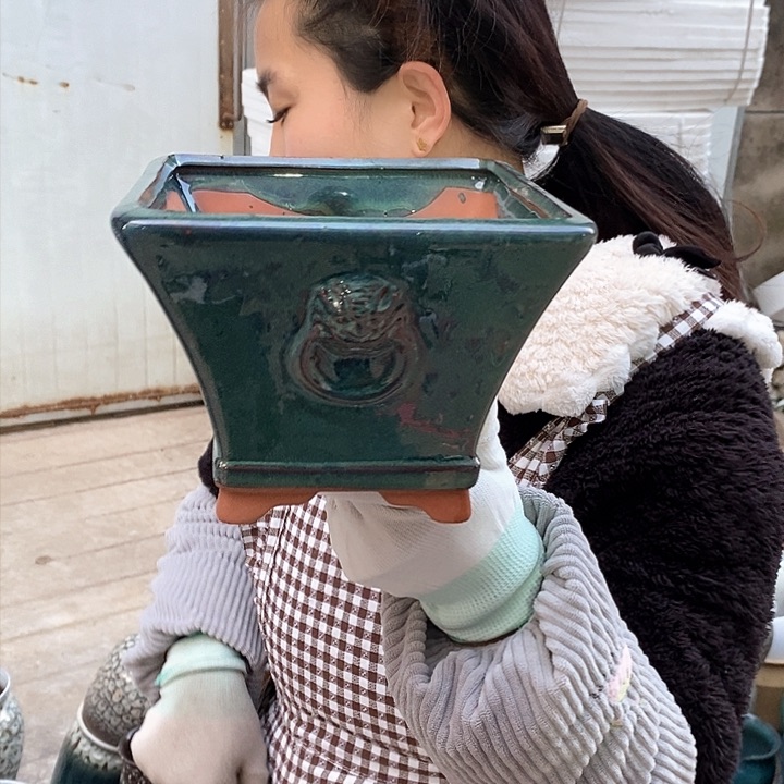 紫砂花盆瑕疵口17高13瑕疵
