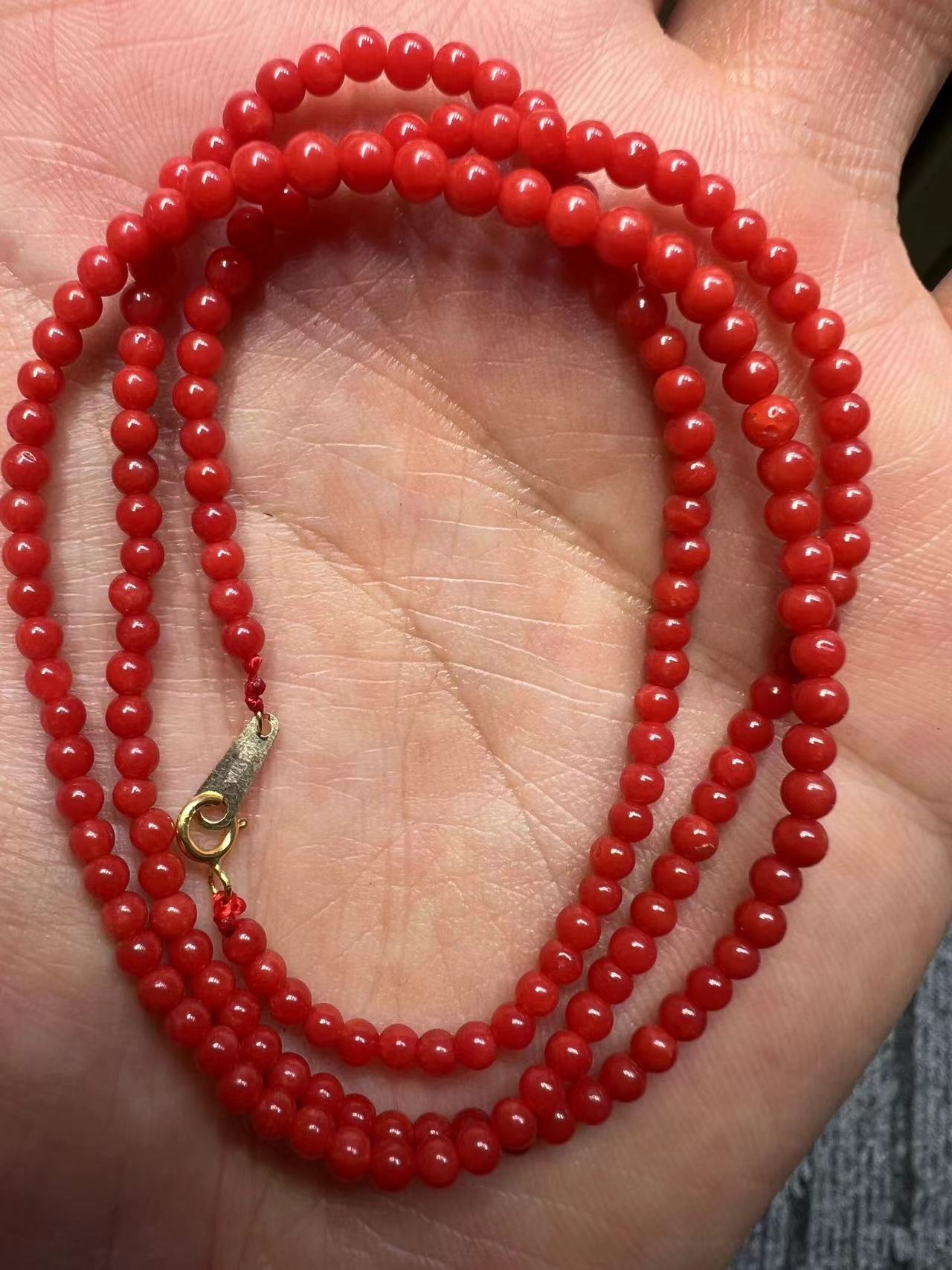 非金属木质项链 【欧巴珠宝】18k牛血红项链 3mm 45厘米A580