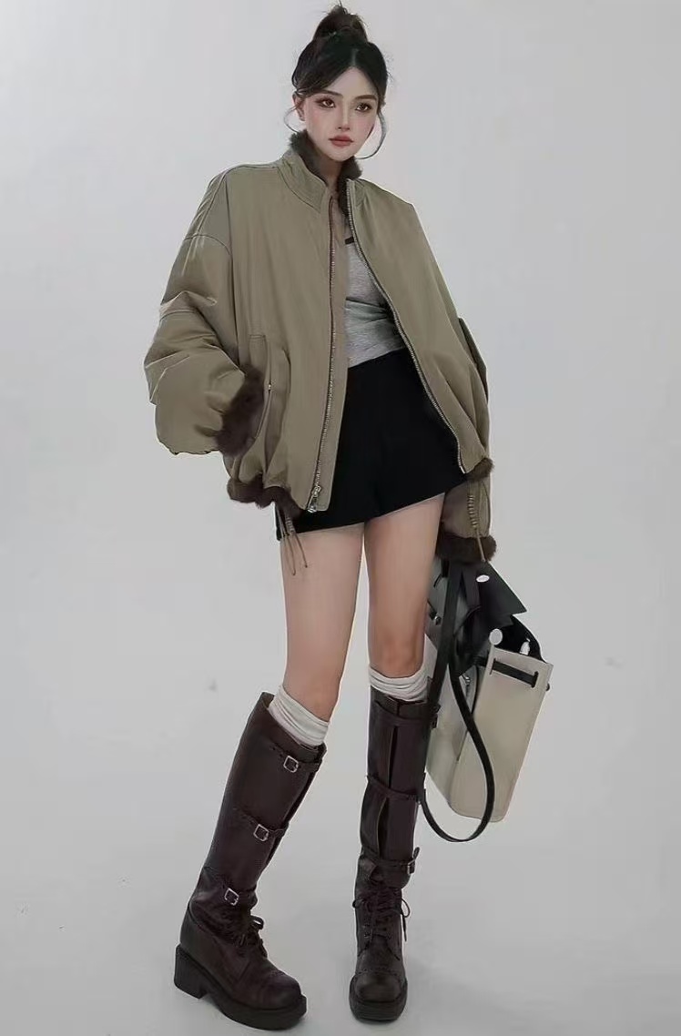 【爆款】2025新款时尚立领两面穿女士厚款外套