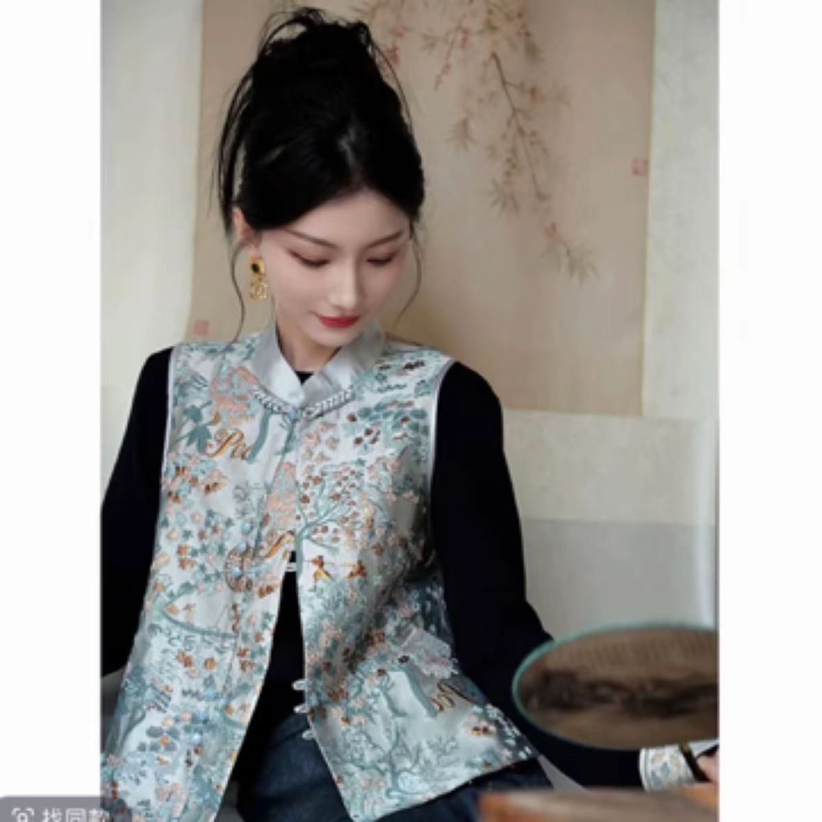 常规款新中式铁树银花马夹中式高质感穿搭