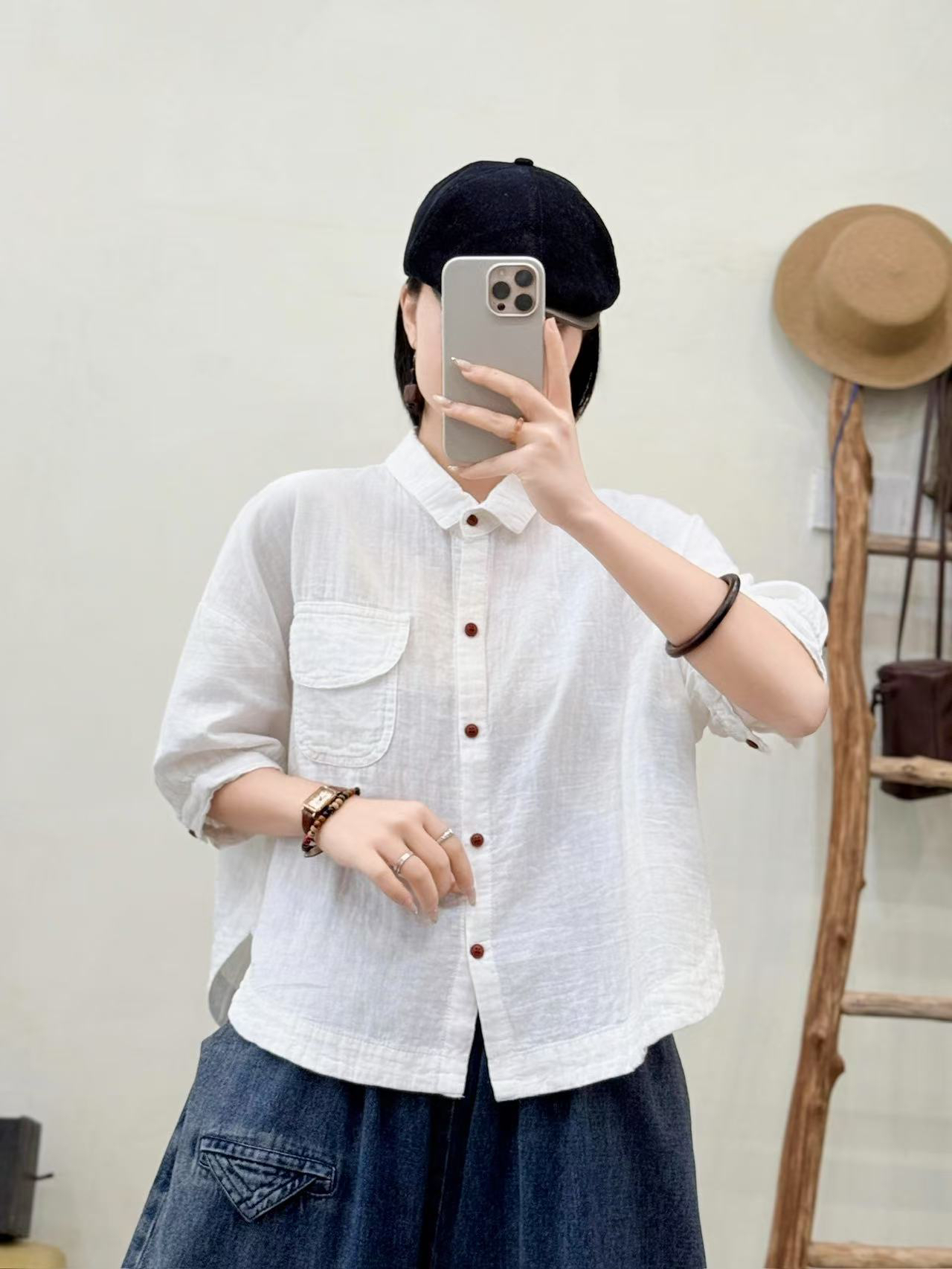 116夏季新款麻纱洋气百搭衬衫