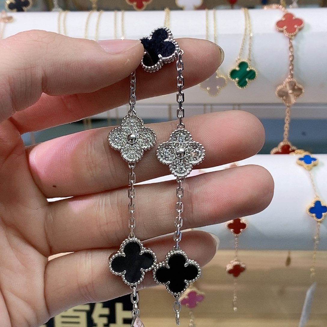 玛瑙/玉髓手链18K金镶嵌K白