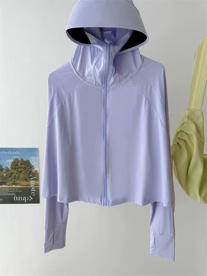 女款夏季冰丝连帽轻薄透气短款斗篷外套H7316