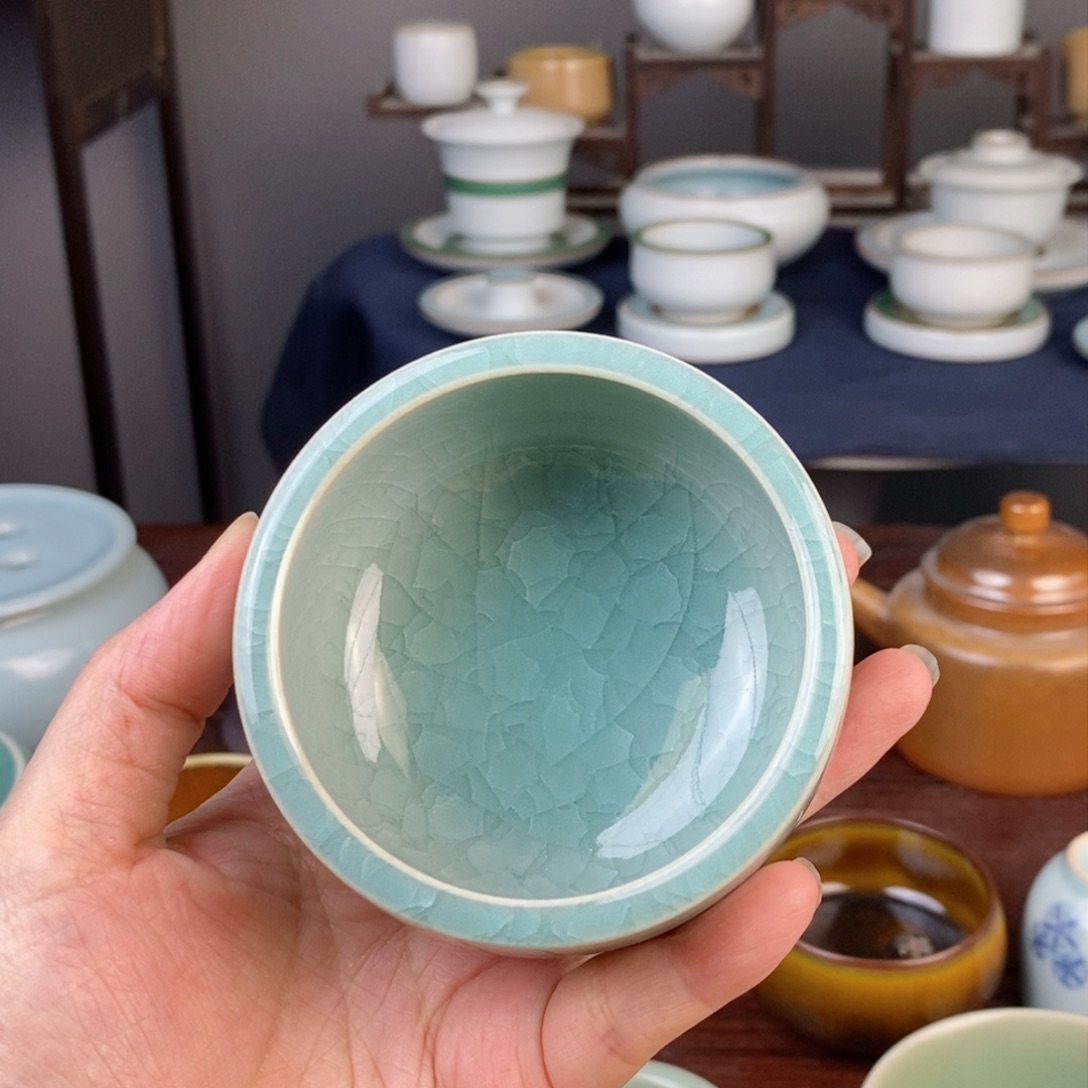 朱砂胎天青禅定杯并列文