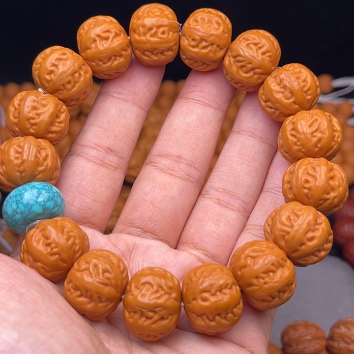 猴头核桃吊坠17麻花串绿