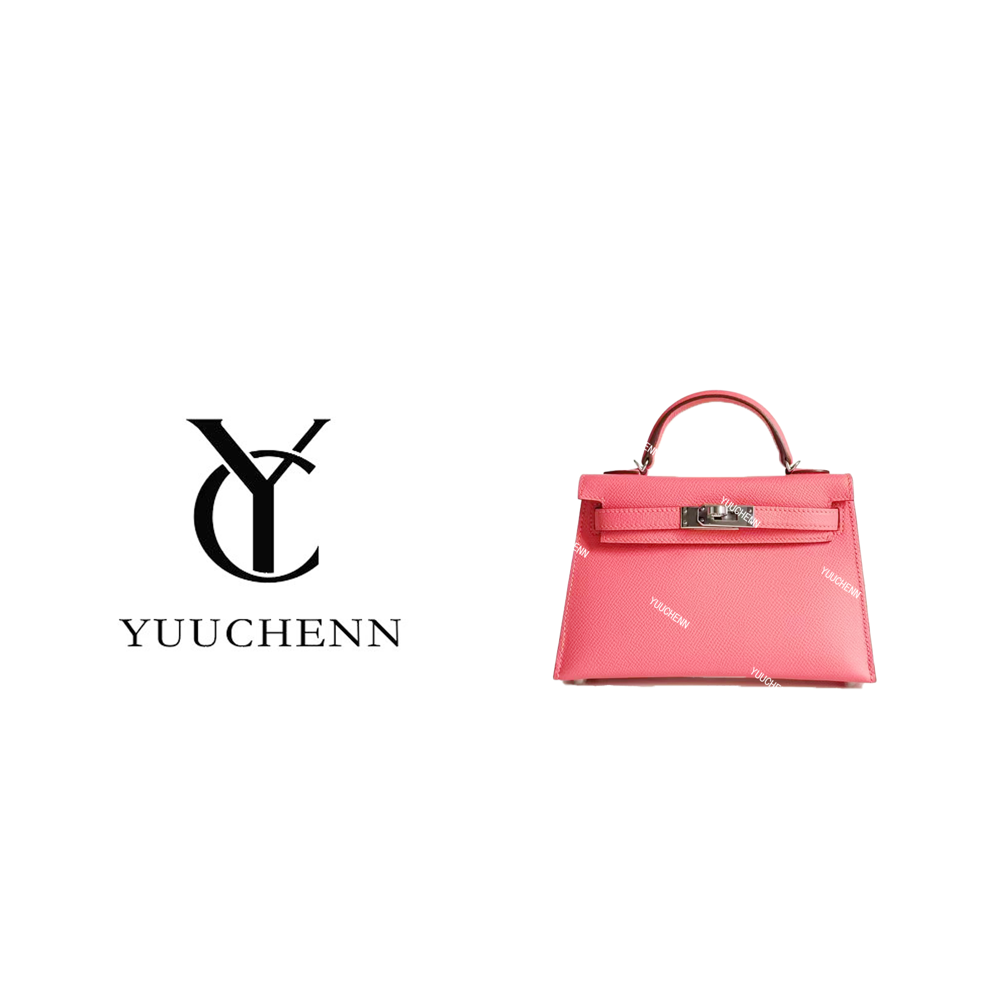 YUUCHENN/爱马原版手工【kelly】进口掌纹皮 19cm 杜鹃粉HH2129