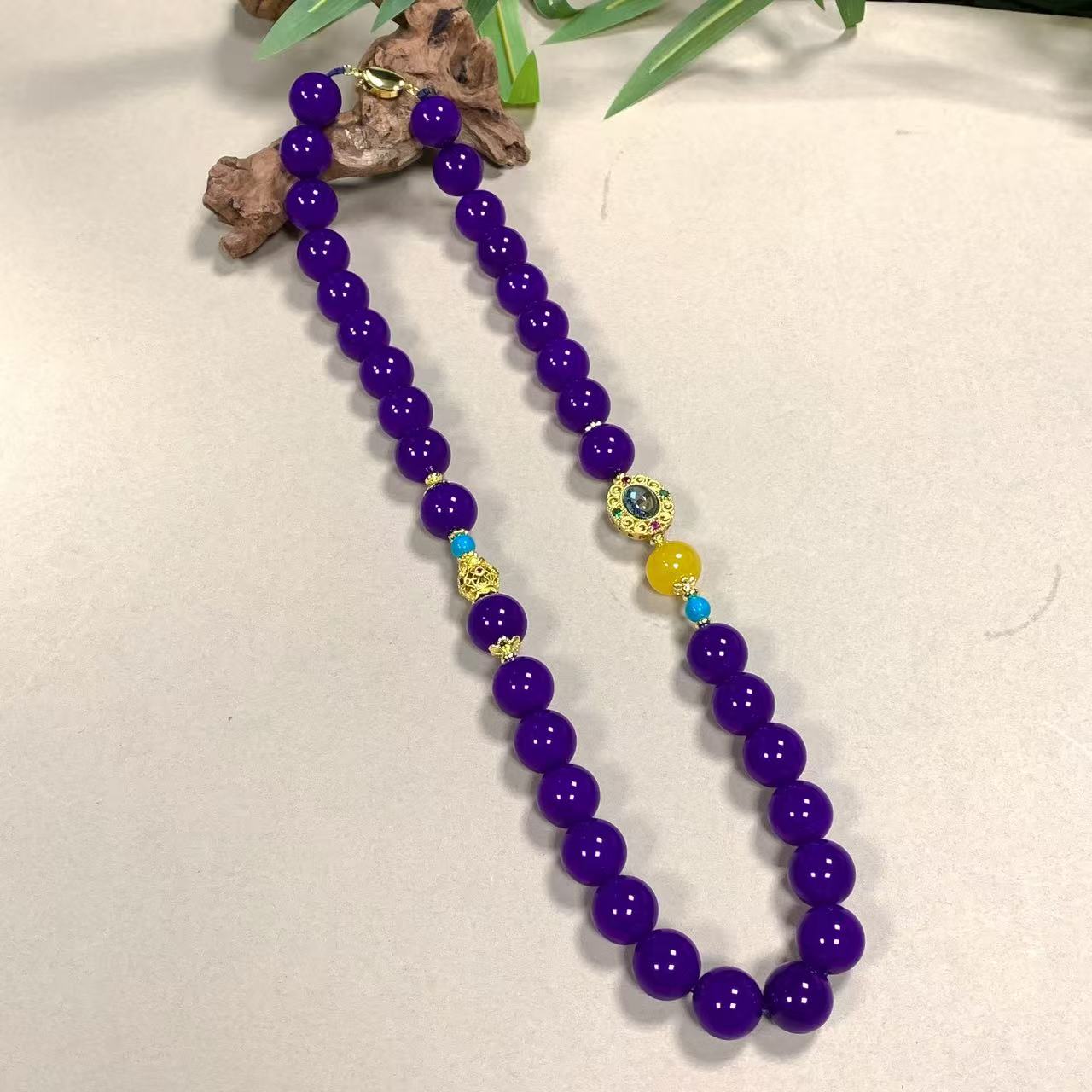 S7968【任会长珠宝】紫藤紫灵芝玛瑙玉项链-多样性只发一件