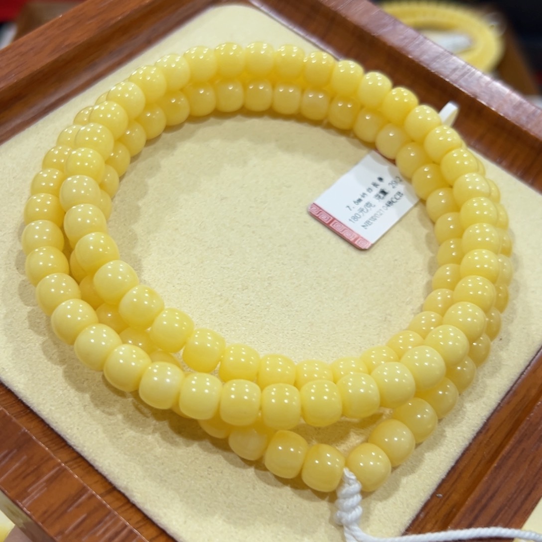 蜜蜡手链未镶嵌老***娃7.5m浓蜡顺色108