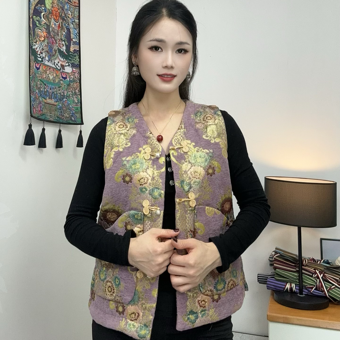 藏式秋冬款加毛加厚短款精致马甲百搭时尚休闲藏装女显瘦气质褂子