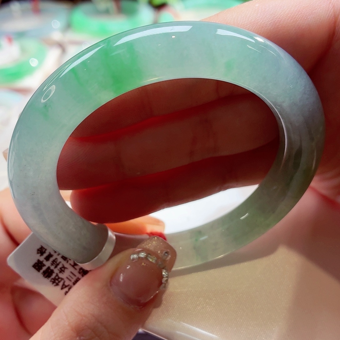 翡翠未镶嵌手镯（贵妃镯）冰透蓝紫飘阳绿88-08