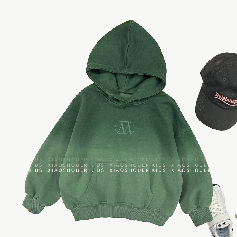 【小饭团】新-冬装儿童韩版渐变设计个性连帽套头加绒卫衣潮SJ5004