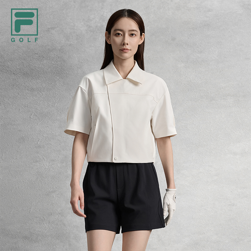 FILA斐乐2025年女装GOLF系列时尚高级百搭宽松翻领短袖上衣