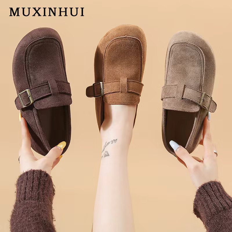 【品牌】3cm厚底一脚蹬勃肯鞋全包单鞋女秋季外穿2025新款838-1