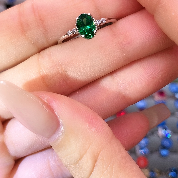 戒指透辉石银S925镶嵌