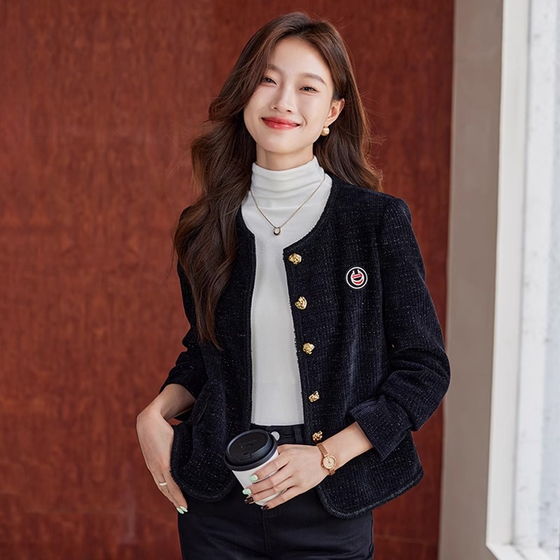 小香风外套女春秋2025新款高级感气质今年流行西服小个子黑色西装