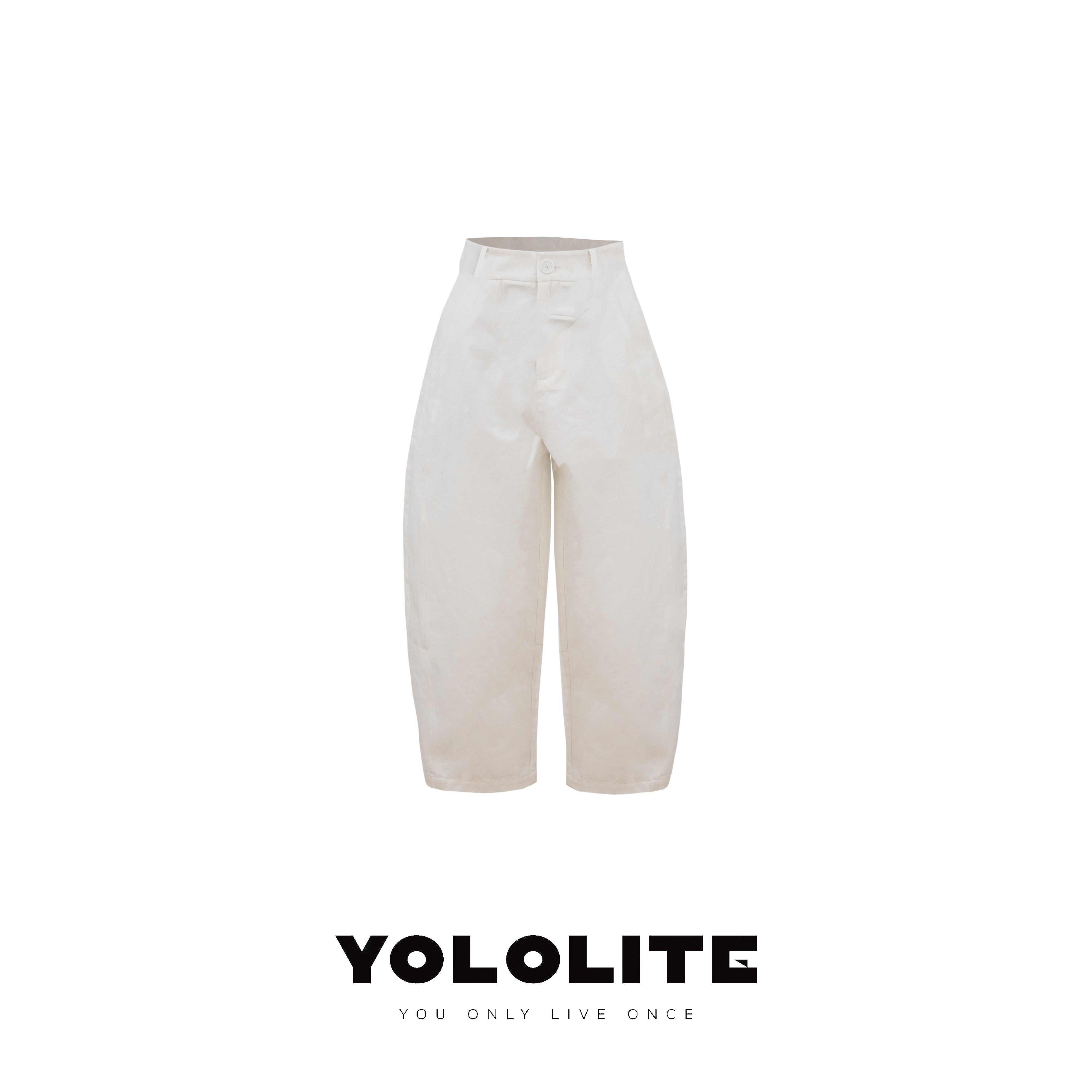 YOLOLITE【白杨木】2489垂感弹力显瘦白色中腰弯刀裤100%棉休闲裤