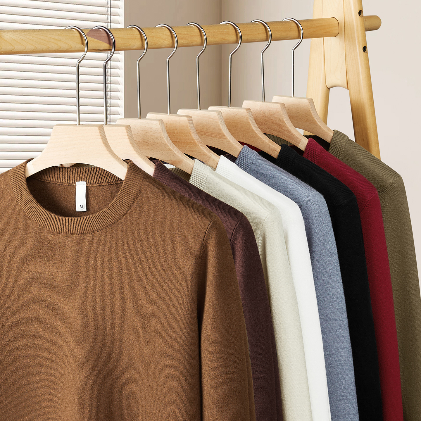 吸湿蓄热混纺含绵羊毛长袖针织衫毛衣2025新款男士圆领简约打底衫