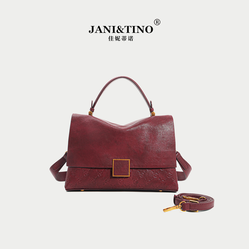JANITINO/佳妮蒂诺当季新款洋气复古女士单肩手提包4961红