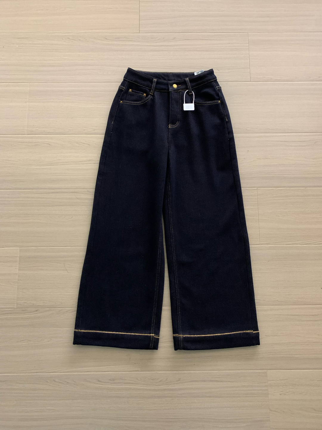 韩系 小个子 加绒加厚 复古 显瘦 直筒 牛仔裤（8667）