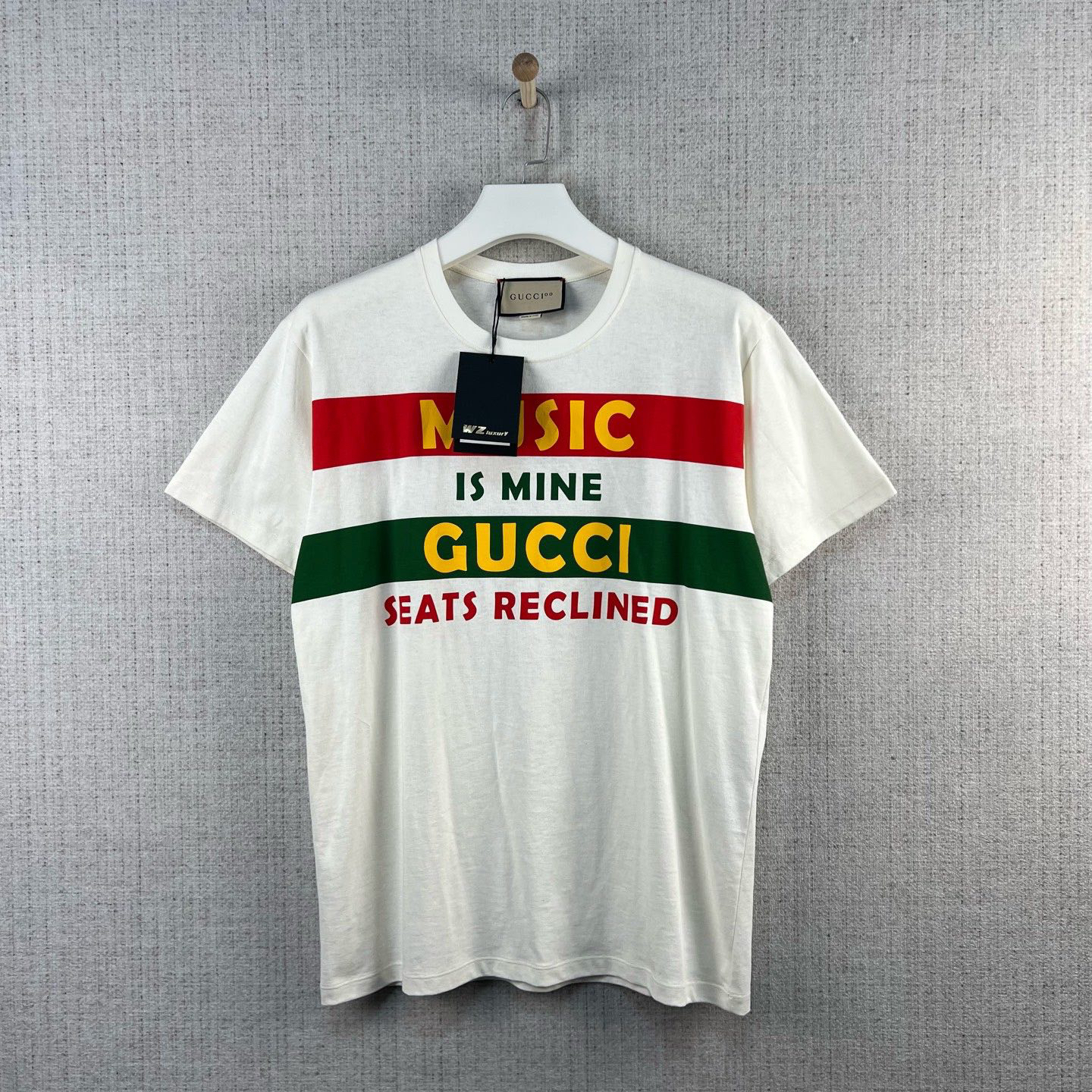 未使用 GUCCI/古驰 100特别系列 条纹Logo短袖/尺码S/编号9050