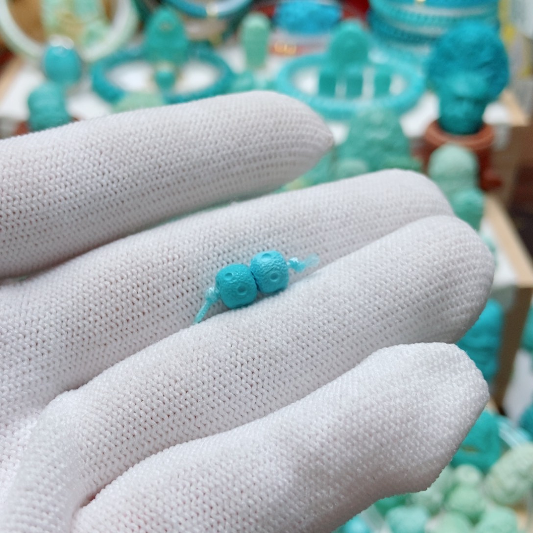 绿松石未镶嵌对珠6mm