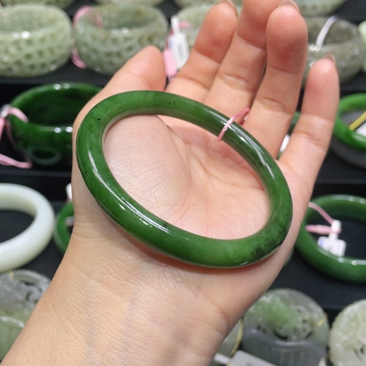 和田玉手镯55+圈口 编号23未镶嵌