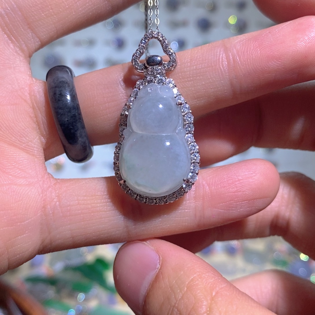 翡翠吊坠(不含链)银S925镶嵌吊坠