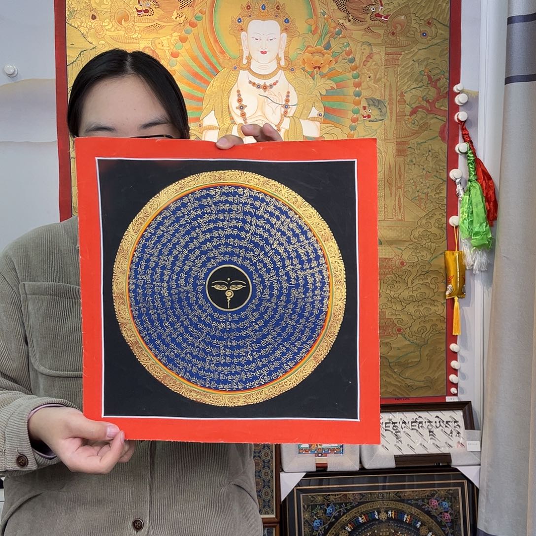装裱画纯手绘唐卡30厘米左右六字真言