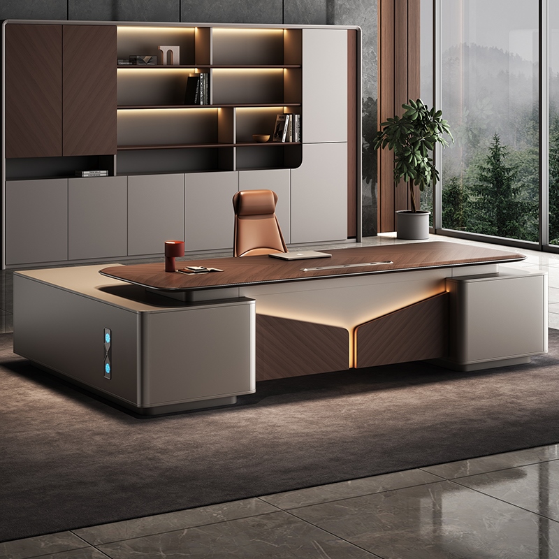 老板桌办公桌简约现代总裁桌办公室家具总经理大班台桌椅组合