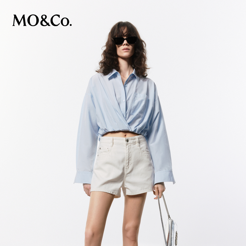 【赵老板专属】MOCO夏翻领长袖短款衬衫MBD2SHTT53