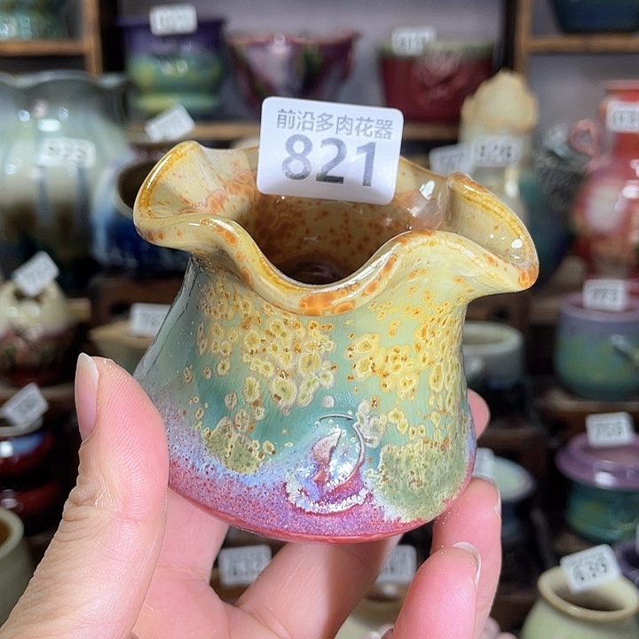 红陶蓝*灵内口径4.5高度6