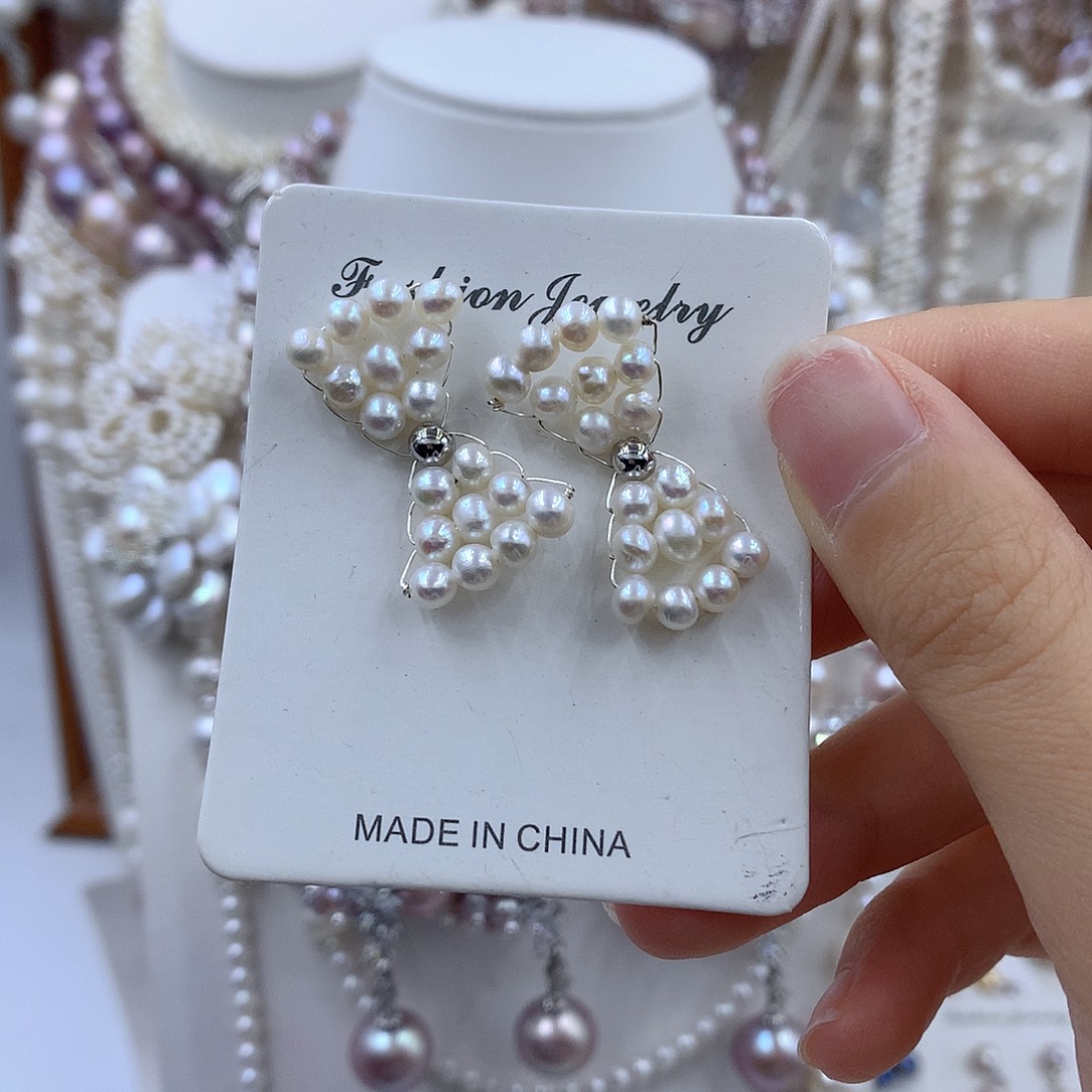 银S925镶嵌淡水珍珠项链耳饰