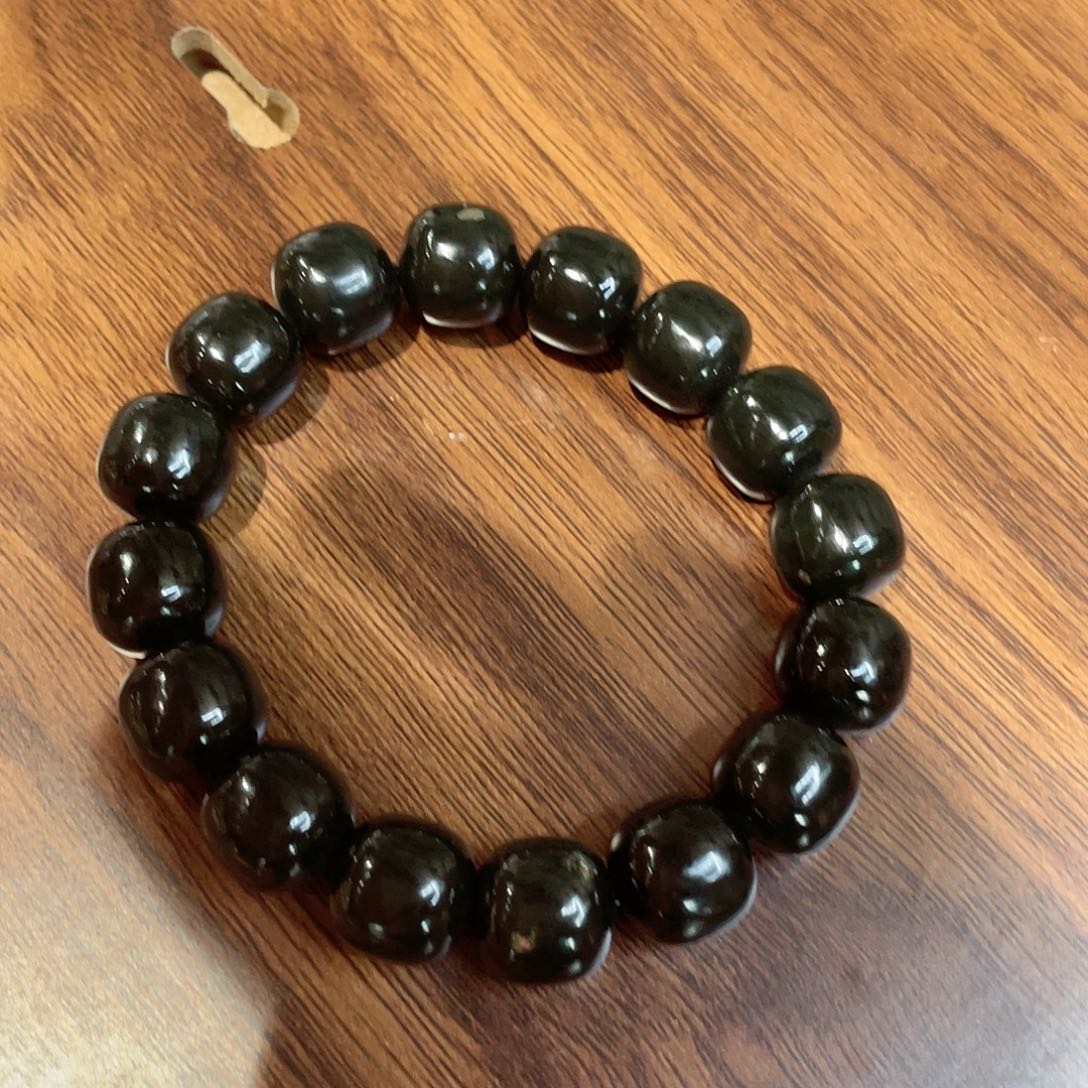 和田玉手串未镶嵌塔青卡16老型